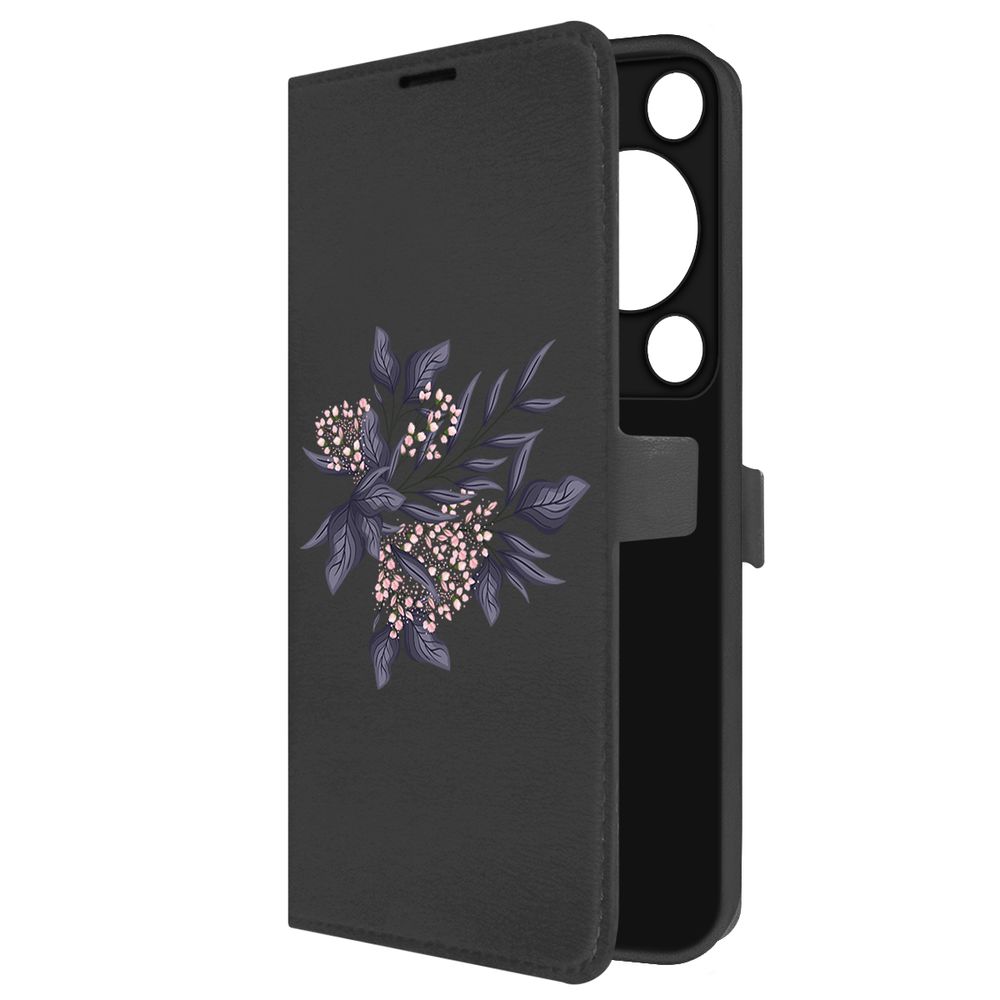 

Чехол-книжка Krutoff Eco Book для Huawei Nova Y72s Розовые бутоны (черный)