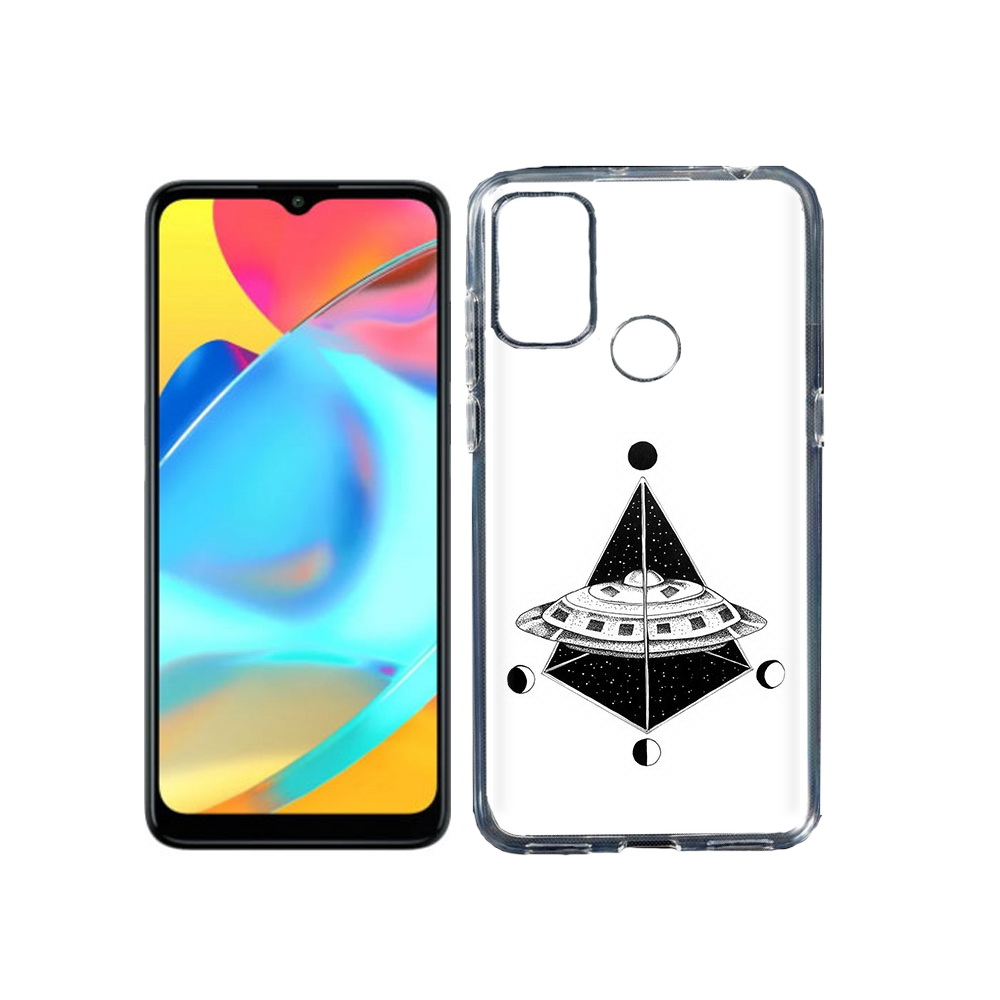 

Чехол MyPads Tocco для Alcatel 3L 6056H (2021) черно белая летающая тарелка, Прозрачный, Tocco