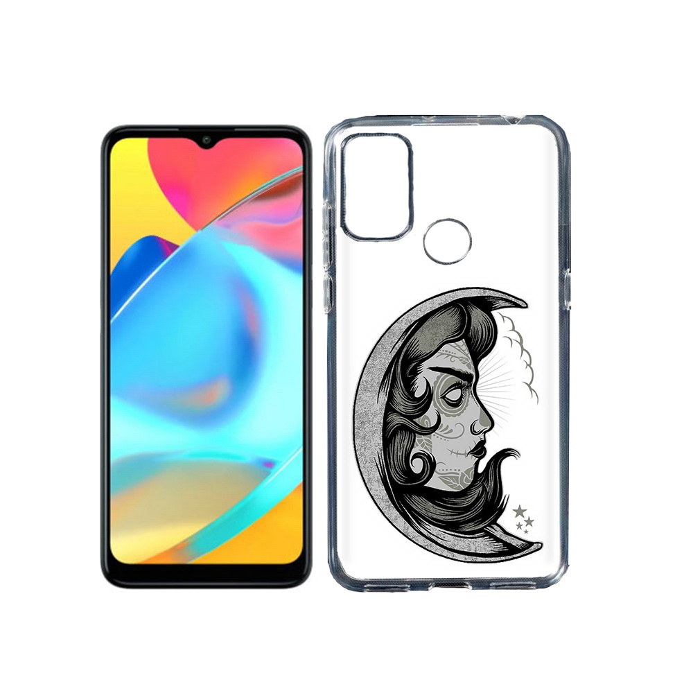 

Чехол MyPads Tocco для Alcatel 3L 6056H (2021) черно белая луна с лицом (PT160724.669.680), Прозрачный, Tocco