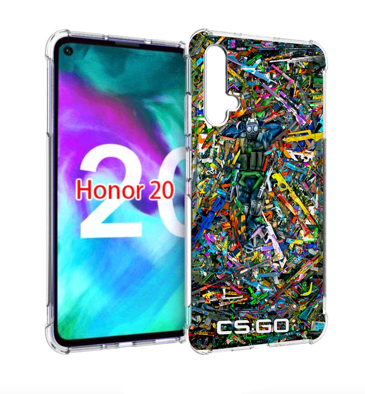 

Чехол бампер MyPads CS GO guns skins мужской для Honor 20, Прозрачный, Tocco