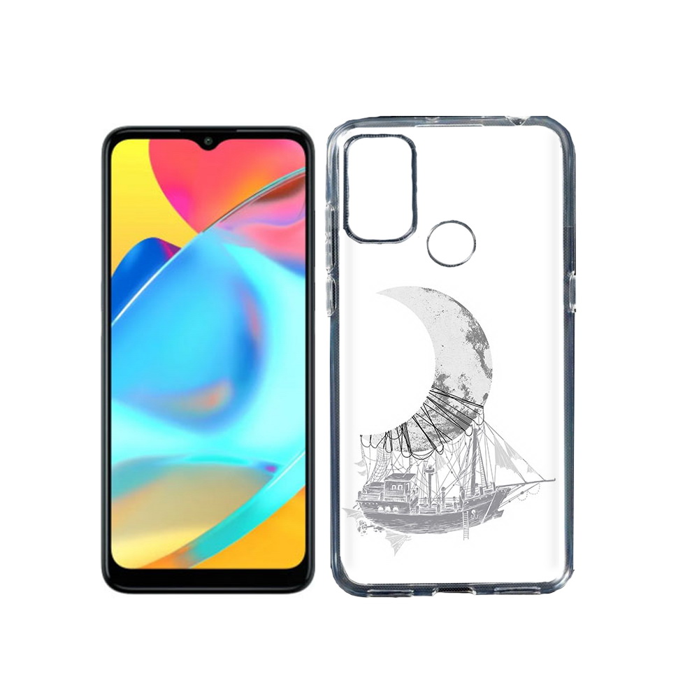 

Чехол MyPads Tocco для Alcatel 3L 6056H (2021) черно белый корабль полумесяц, Прозрачный, Tocco