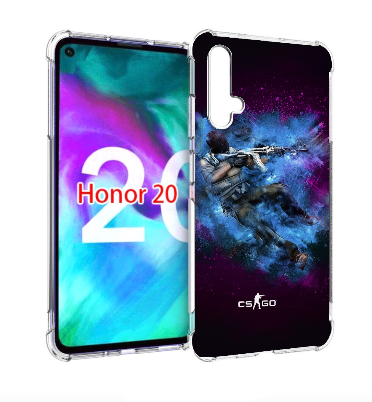 

Чехол бампер MyPads CS-go-террорист для Honor 20, Прозрачный, Tocco