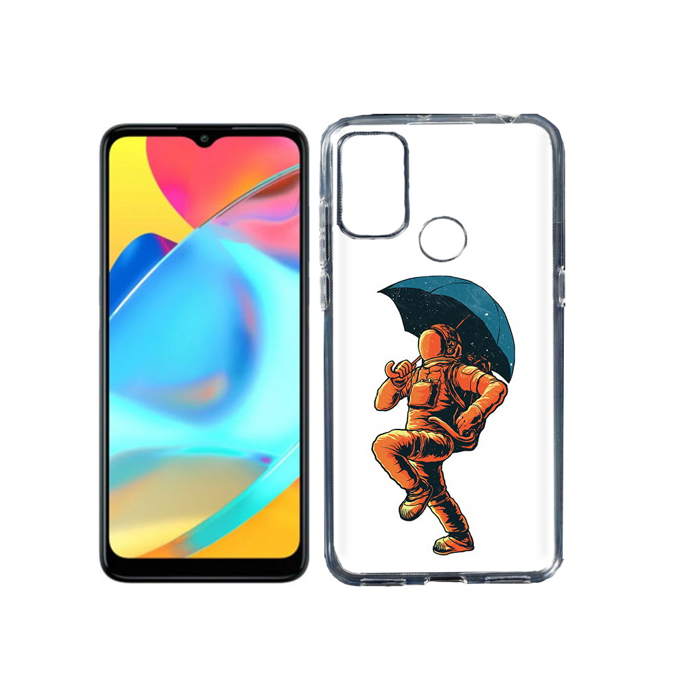 

Чехол MyPads Tocco для Alcatel 3L 6056H (2021) шагающий космонавт с зонтом, Прозрачный, Tocco