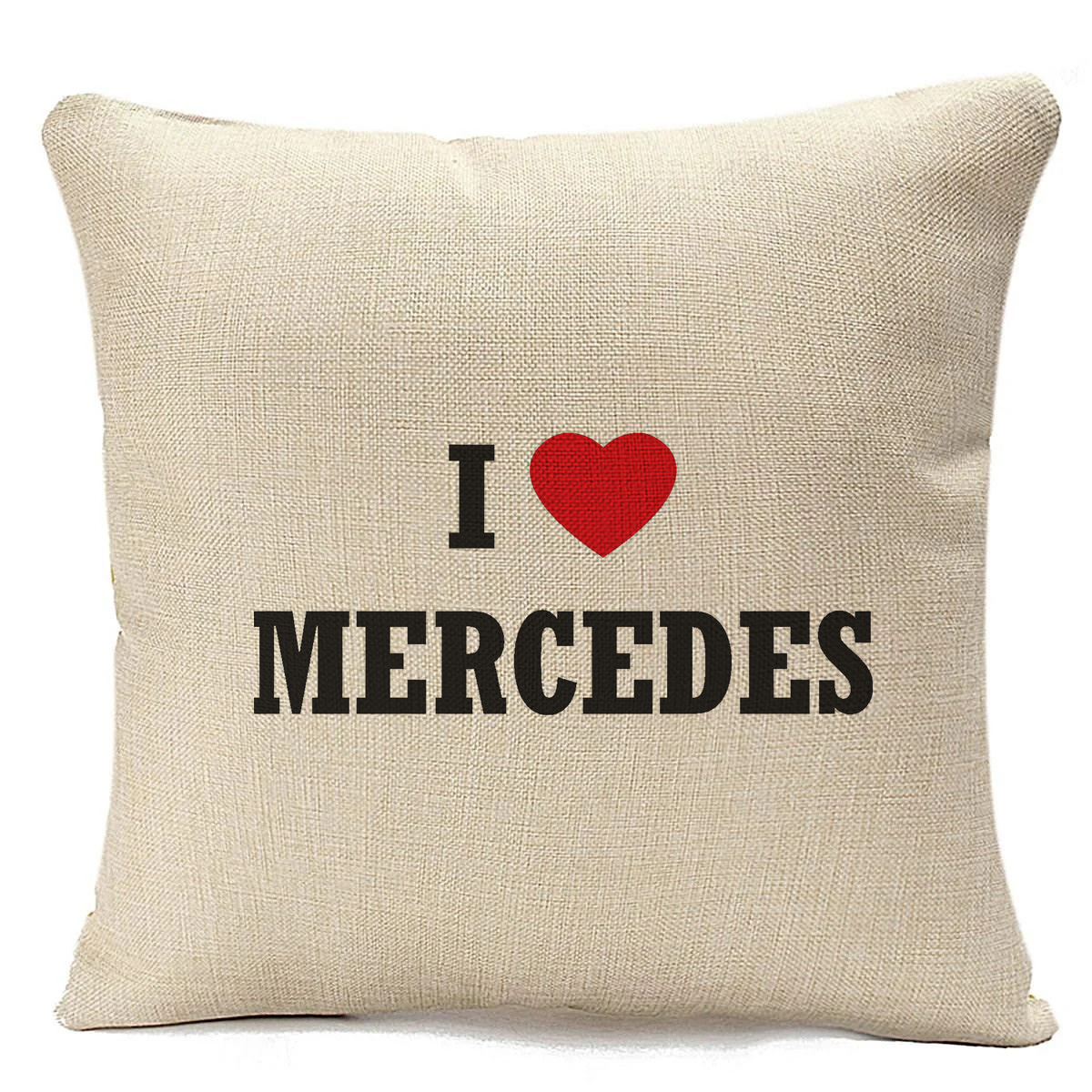 

Подушка бежевая CoolPodarok Авто. I love Mercedes