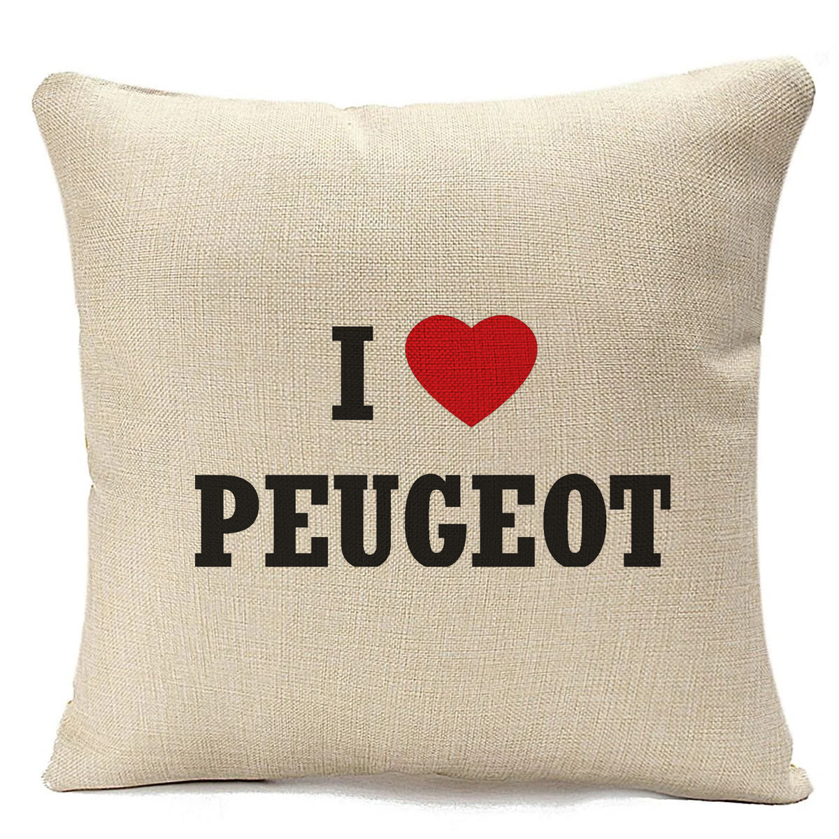 

Подушка бежевая CoolPodarok Авто. I love Peugeot