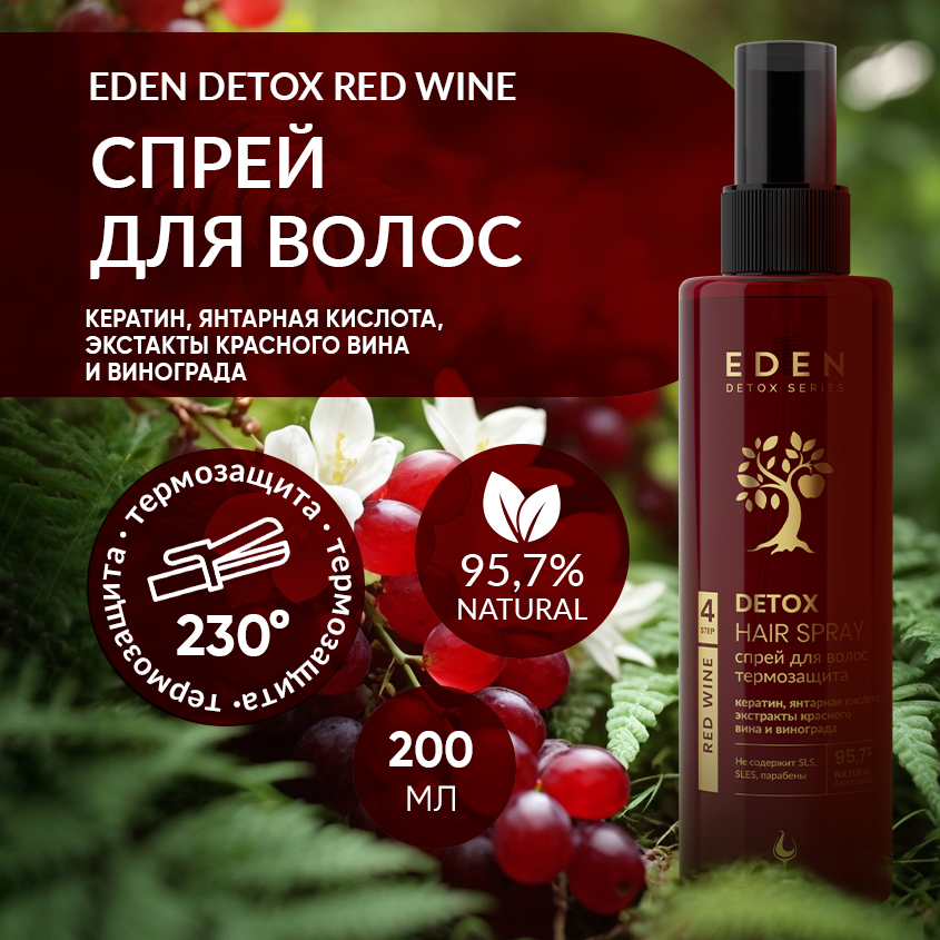 Спрей для волос Eden Detox Red Wine 200 мл 674₽