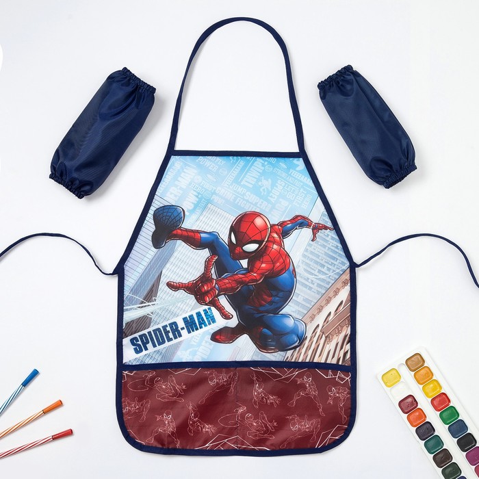 фото Marvel фартук с нарукавниками детский «человек-паук», 49 х 39 см