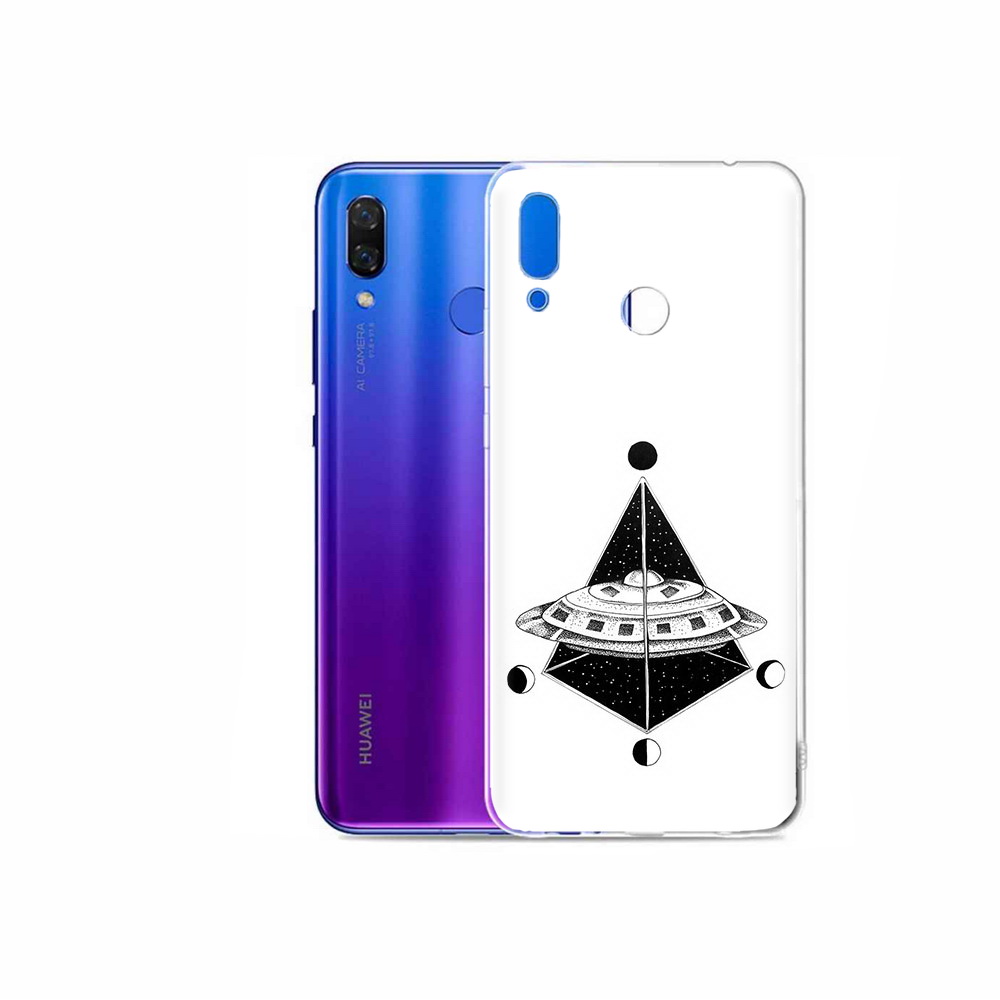 

Чехол MyPads Tocco для Honor Play черно белая летающая тарелка, Прозрачный, Tocco