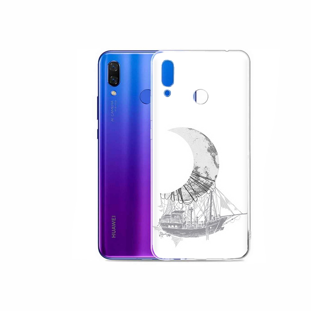 

Чехол MyPads Tocco для Honor Play черно белый корабль полумесяц, Прозрачный, Tocco