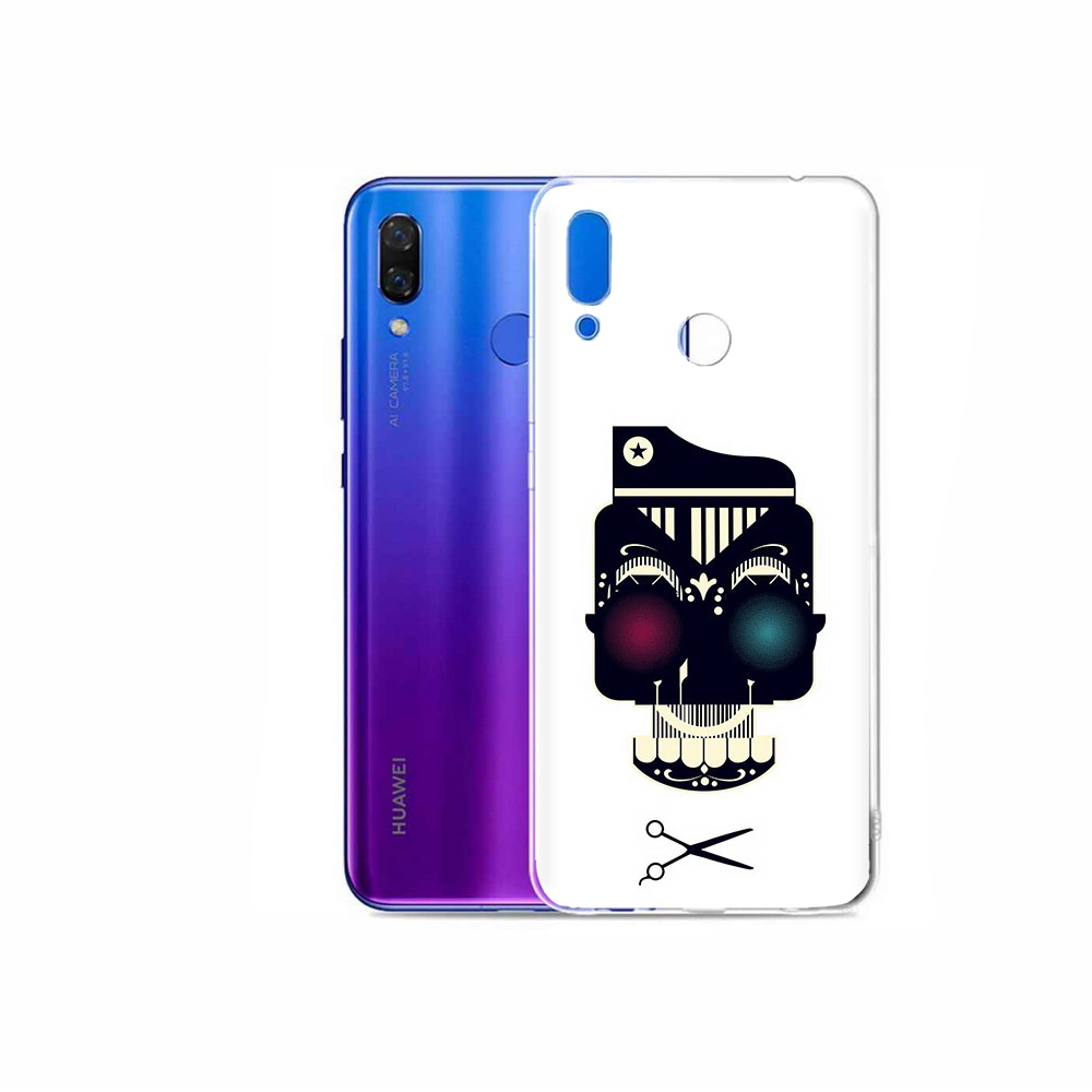 

Чехол MyPads Tocco для Honor Play черно белый скелет с яркими глазами, Прозрачный, Tocco