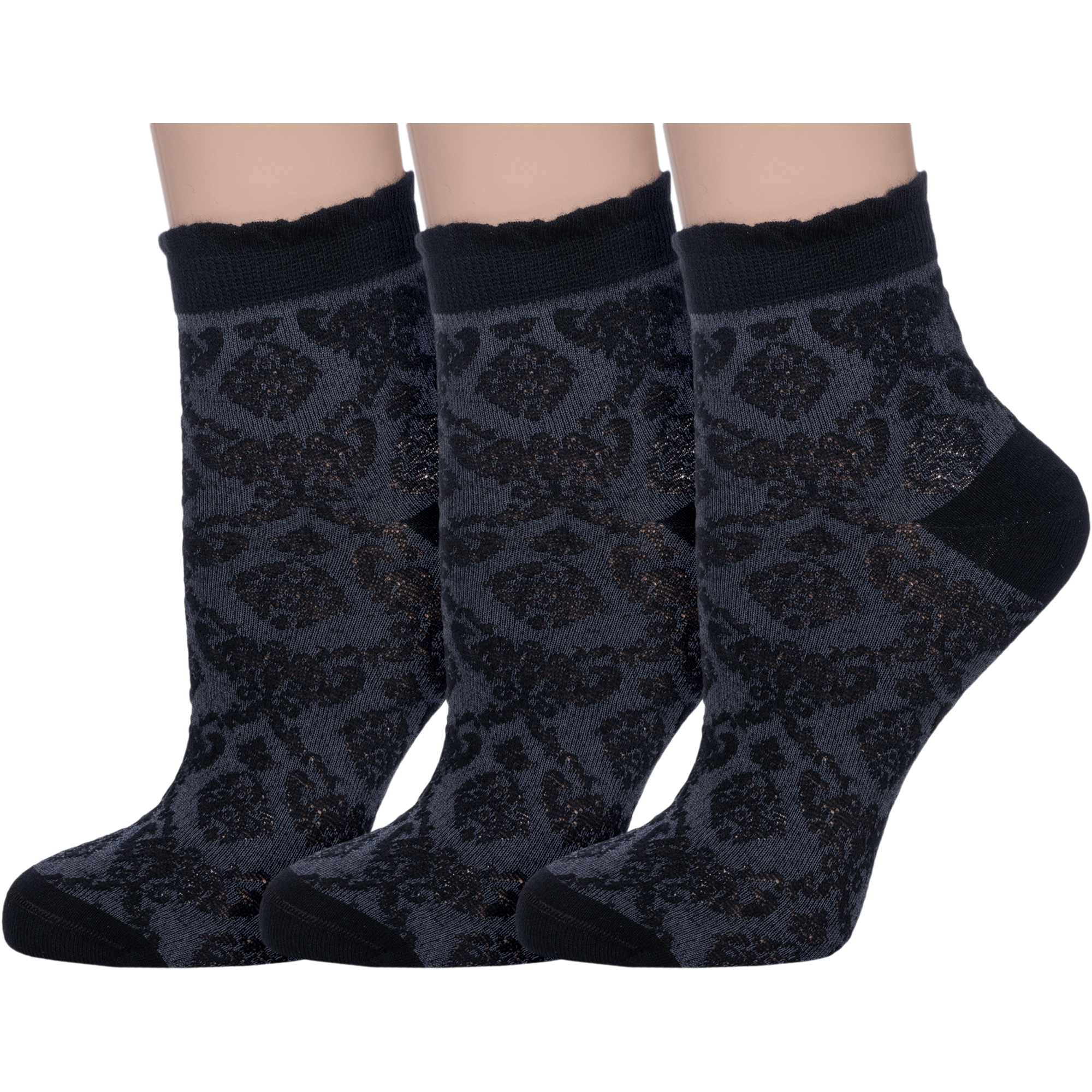 Комплект носков женских АКОС 3-FW41N7 черных 21-23