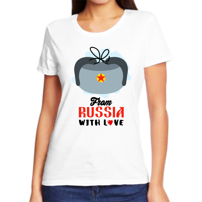 

Футболка женская белая 54 р-р с надписью Россия from Russia with love 3, Белый, fzh_from_russia_with_love_1