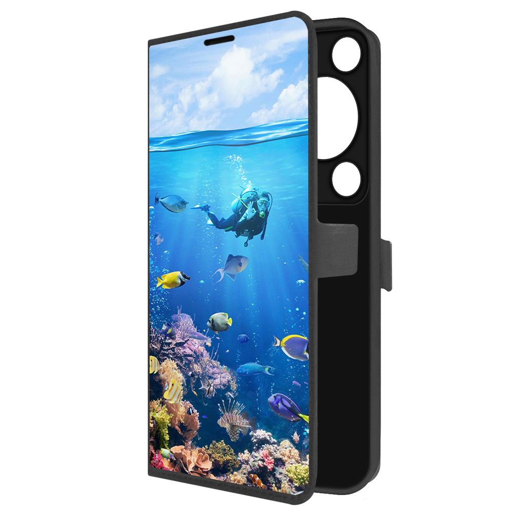 

Чехол-книжка Krutoff Eco Book для Huawei Nova Y72s Австралия, Большой Барьерный Риф, Черный