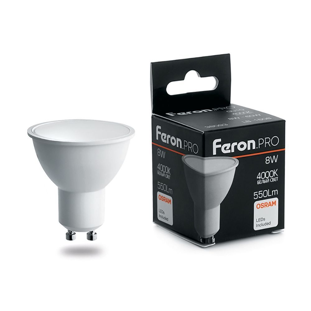 

Лампочка светодиодная FERON LB-1608, 8Вт GU10 230V 10 шт, 38093, LB-1608