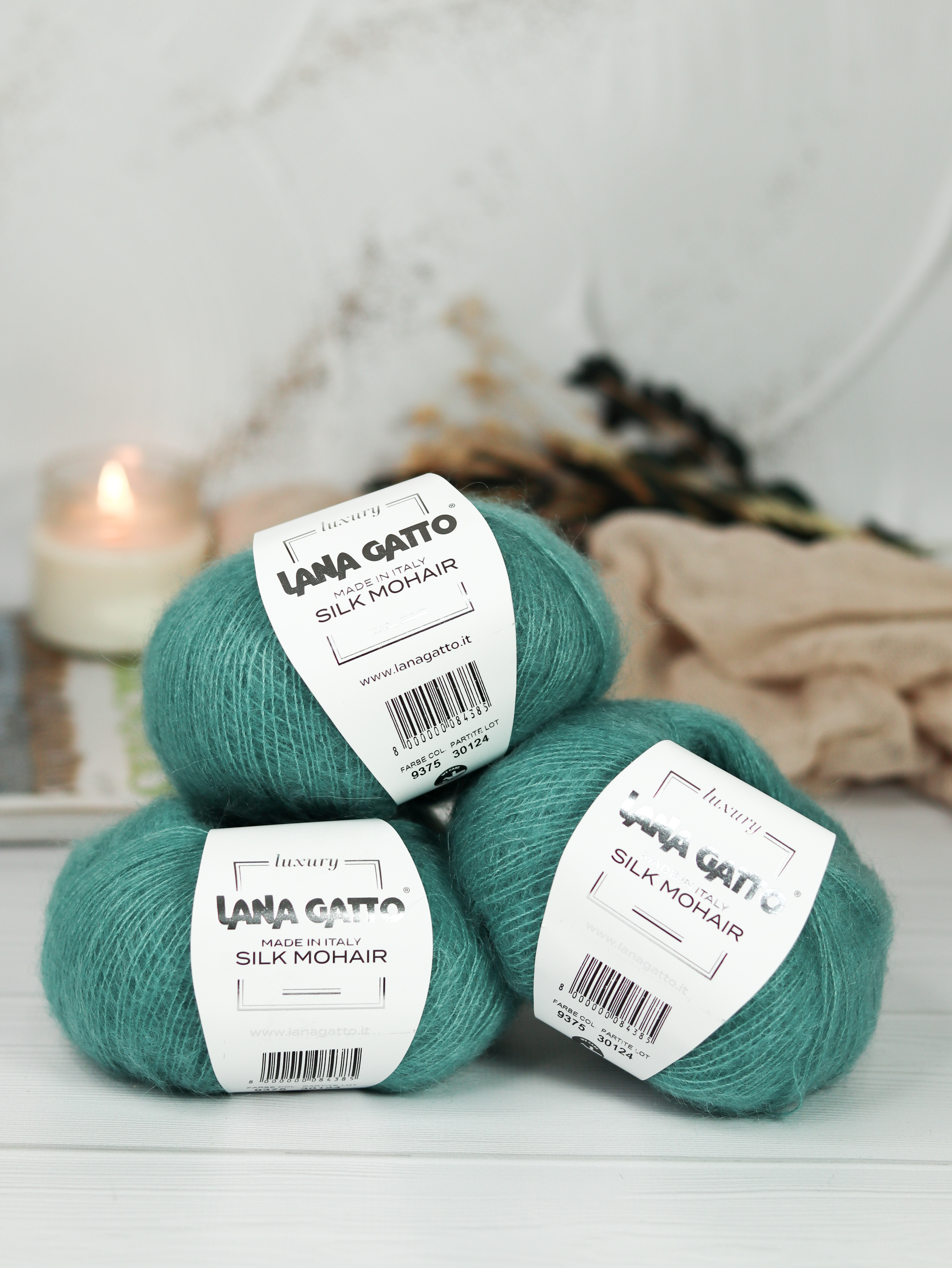 

Пряжа для вязания Lana Gatto Silk Mohair классическая, 9375 Зеленый, 25г/212м, 3 мотка, Silk Mohair