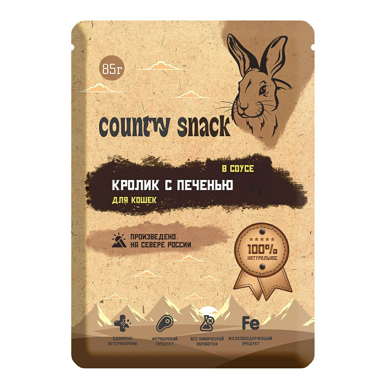 фото Влажный корм для кошек country snack кролик и печень, 85 г country snaсk