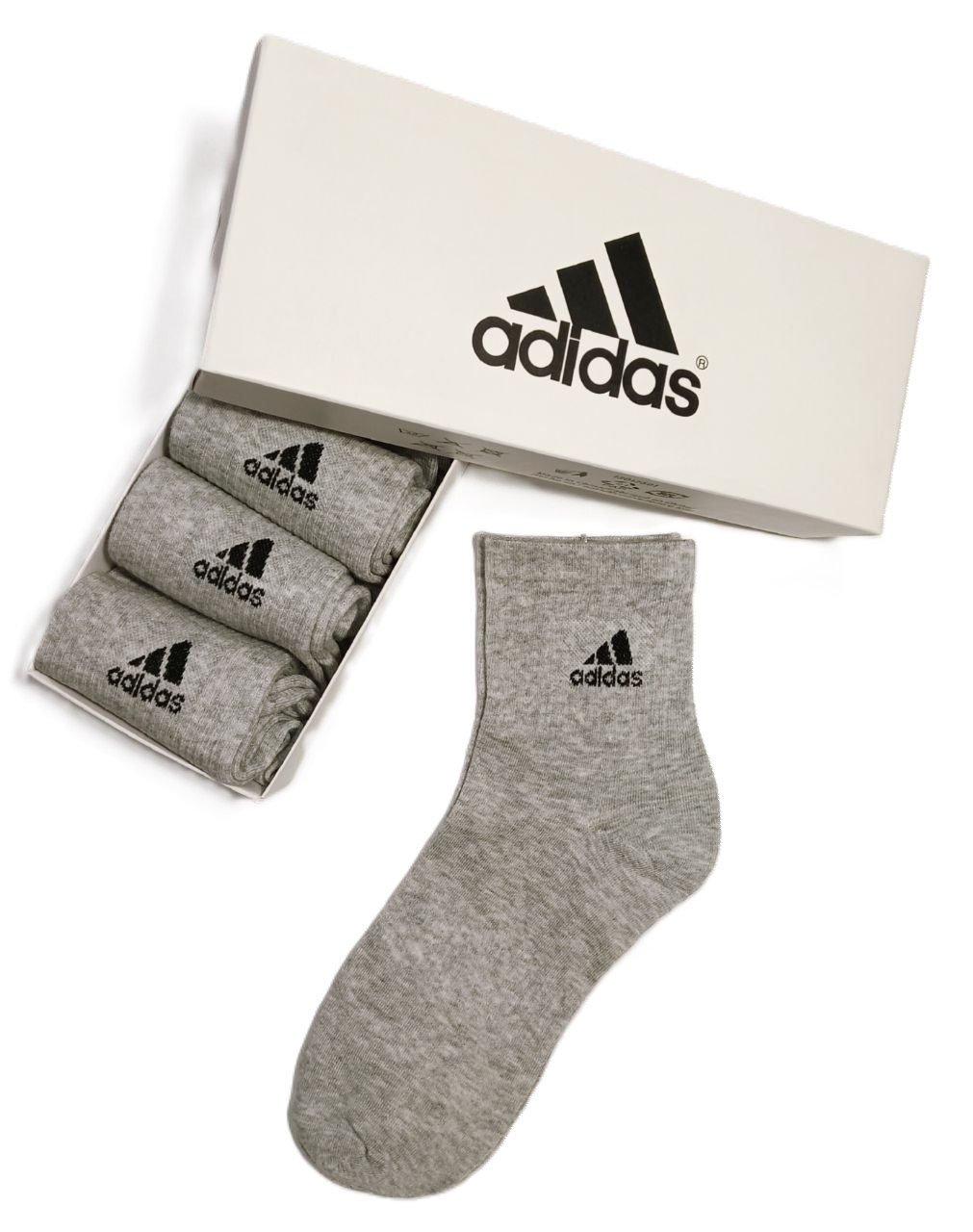 Комплект носков унисекс Adidas Star серых one size, 5 пар