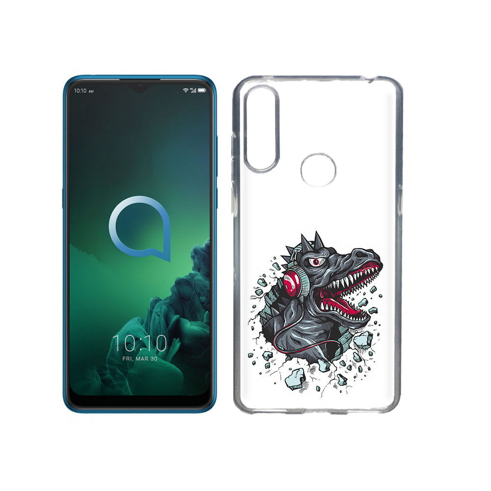 

Чехол MyPads Tocco для Alcatel 3X Нарисованный динозавр в наушниках (PT227136.670.124), Прозрачный, Tocco