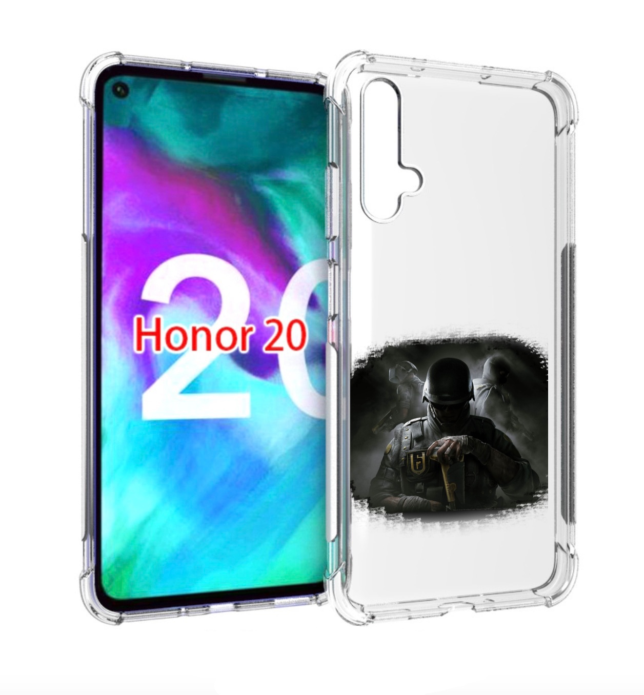 

Чехол бампер MyPads Rainbow Six Siege для Honor 20, Прозрачный, Tocco