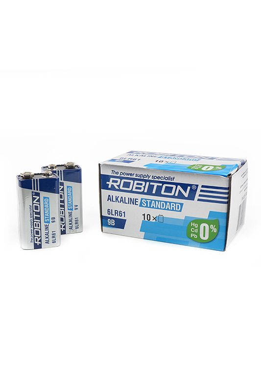 Элемент питания ROBITON STANDARD 6LR61 9V BULK10, в упак 10 шт