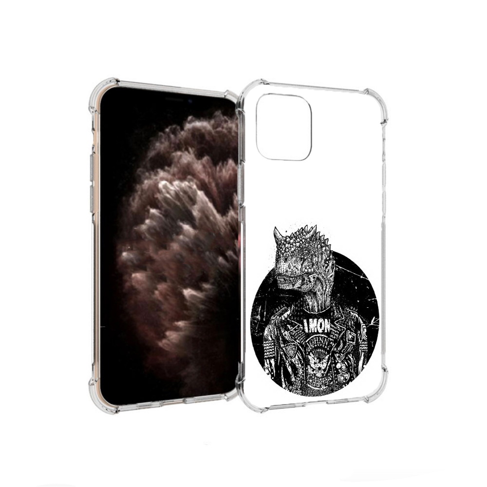 

Чехол MyPads Tocco для Apple iPhone 11 Pro динозавр в куртке, Прозрачный, Tocco