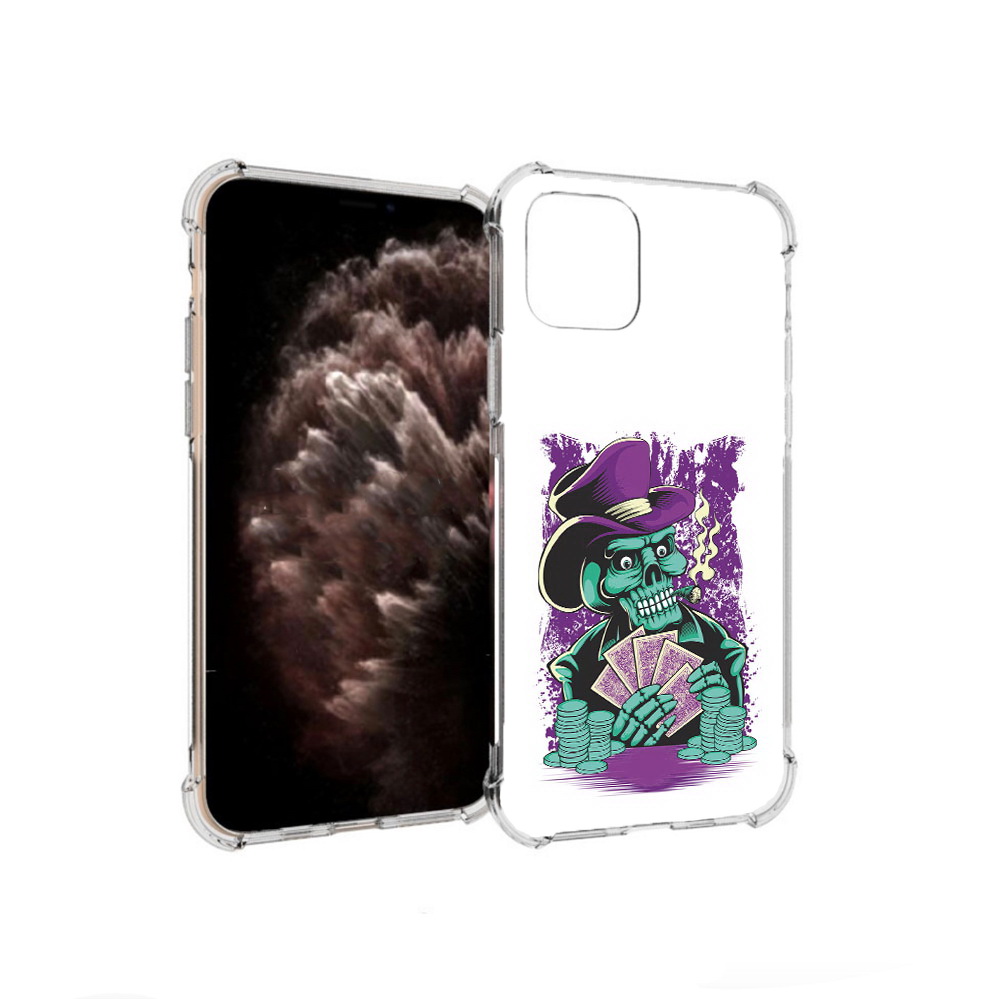 

Чехол MyPads Tocco для Apple iPhone 11 Pro зеленый череп с картами, Прозрачный, Tocco