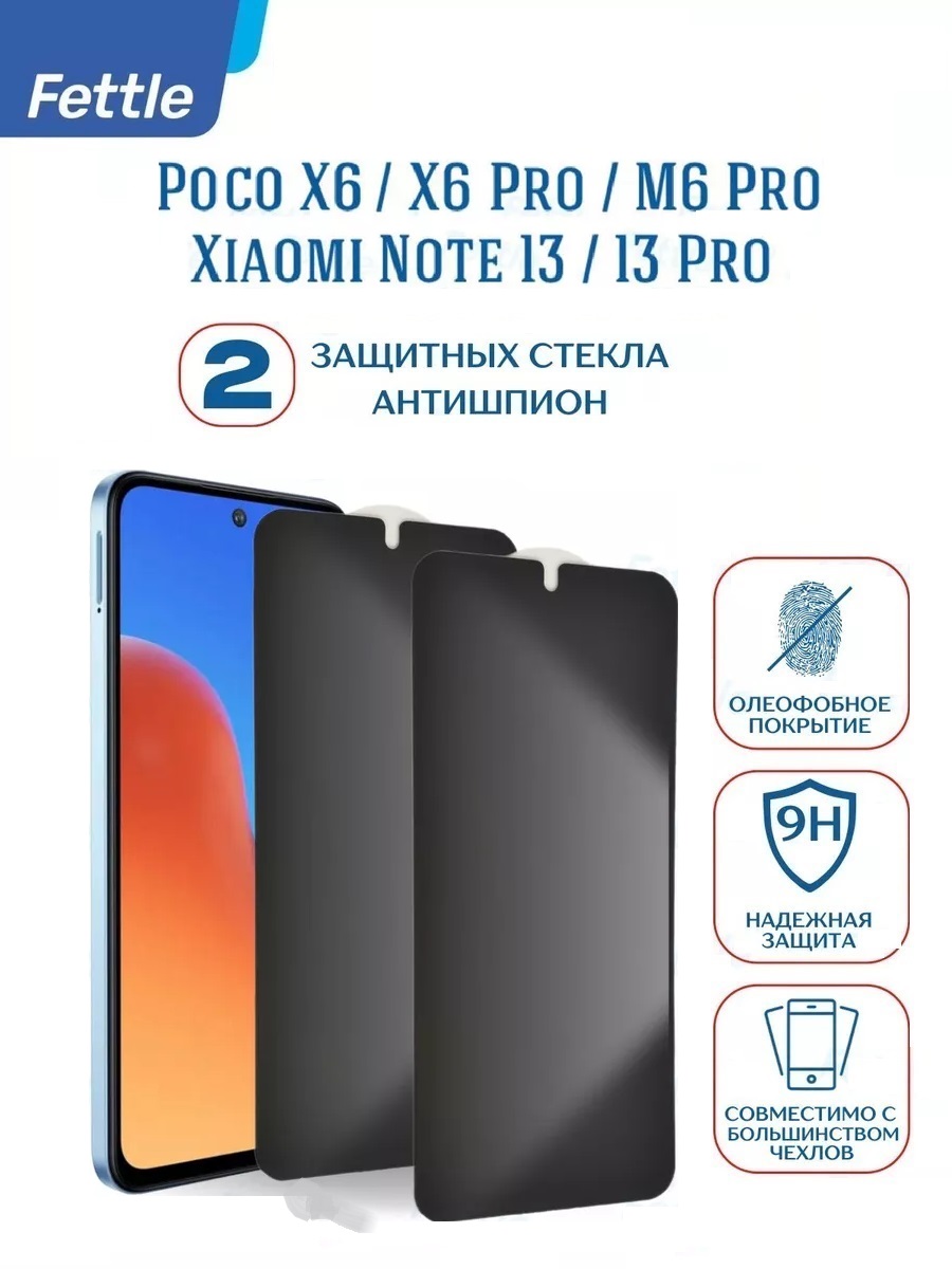 

Защитное стекло Антишпион для Poco X6 - X6 Pro - M6 Pro (2 шт.), GL/POCO/X6