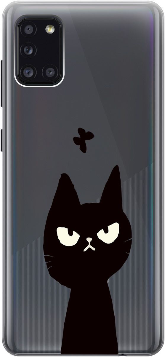 

Чехол на Samsung Galaxy A31 "Disgruntled Cat" прозрачный, Прозрачный;черный, 5369