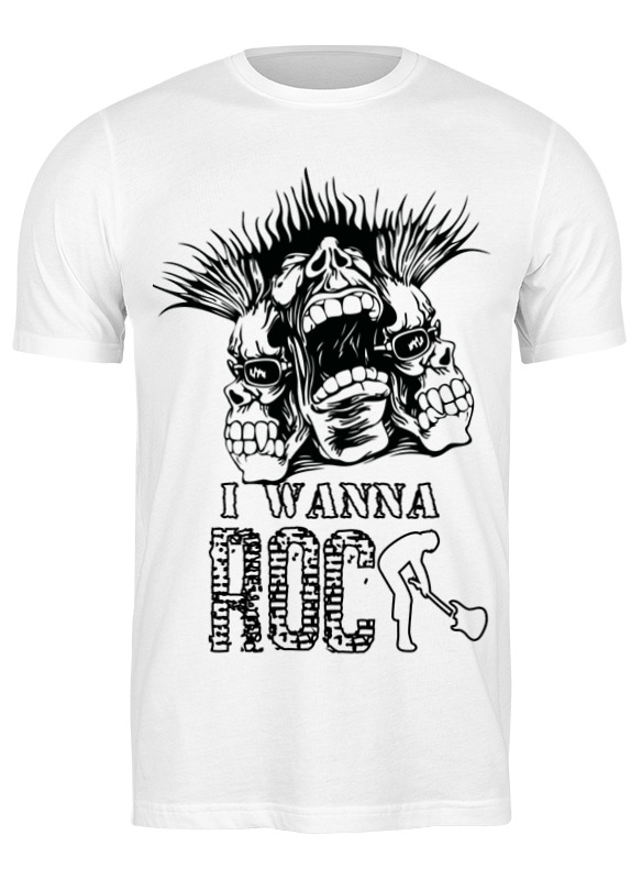 

Футболка мужская Printio I wanna rock w белая XL, Белый, I wanna rock w