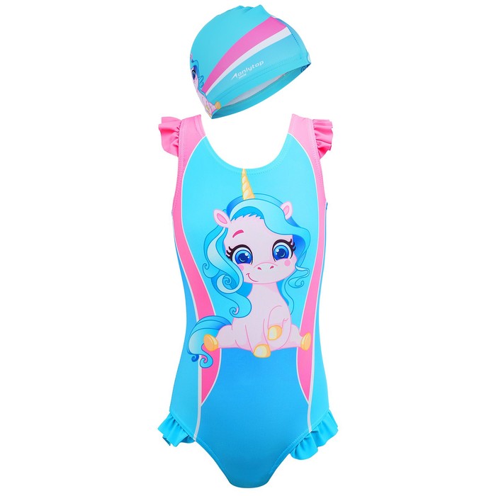Комплект для плавания детский (купальник+шапочка), размер 32, рост 122 см шапочка для плавания sportex текстильная лайкра e36889 1 голубой