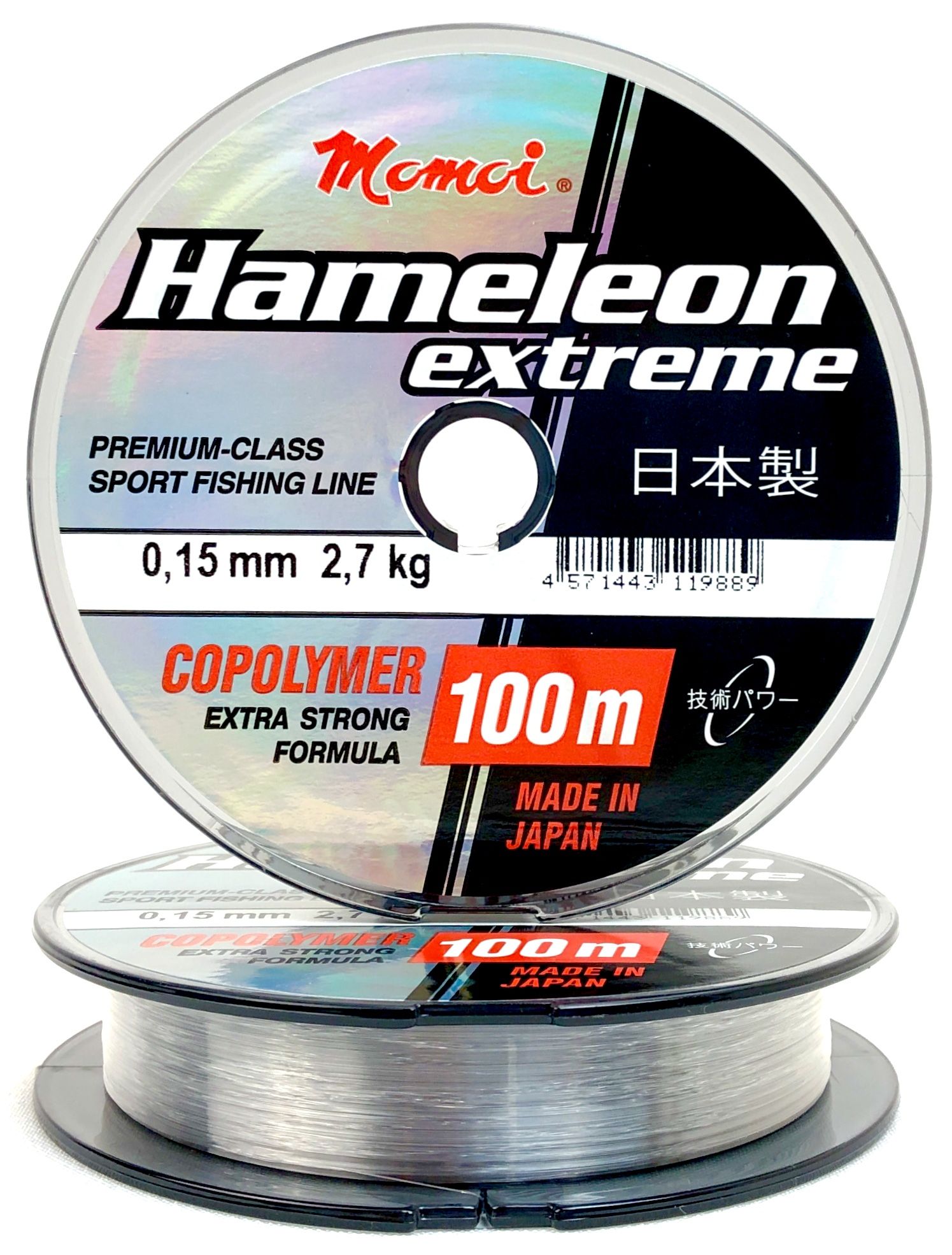 Монофильная леска для рыбалки Momoi Hameleon Extreme 0.15 мм, 2.7 кг, 100 м