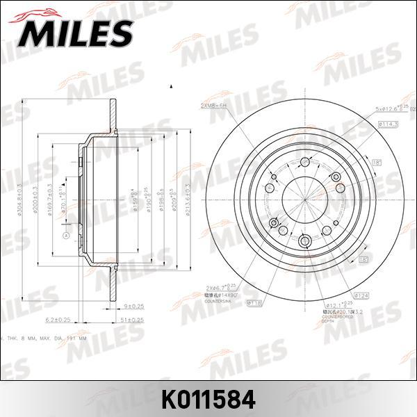 

Тормозной диск Miles комплект 1 шт. K011584