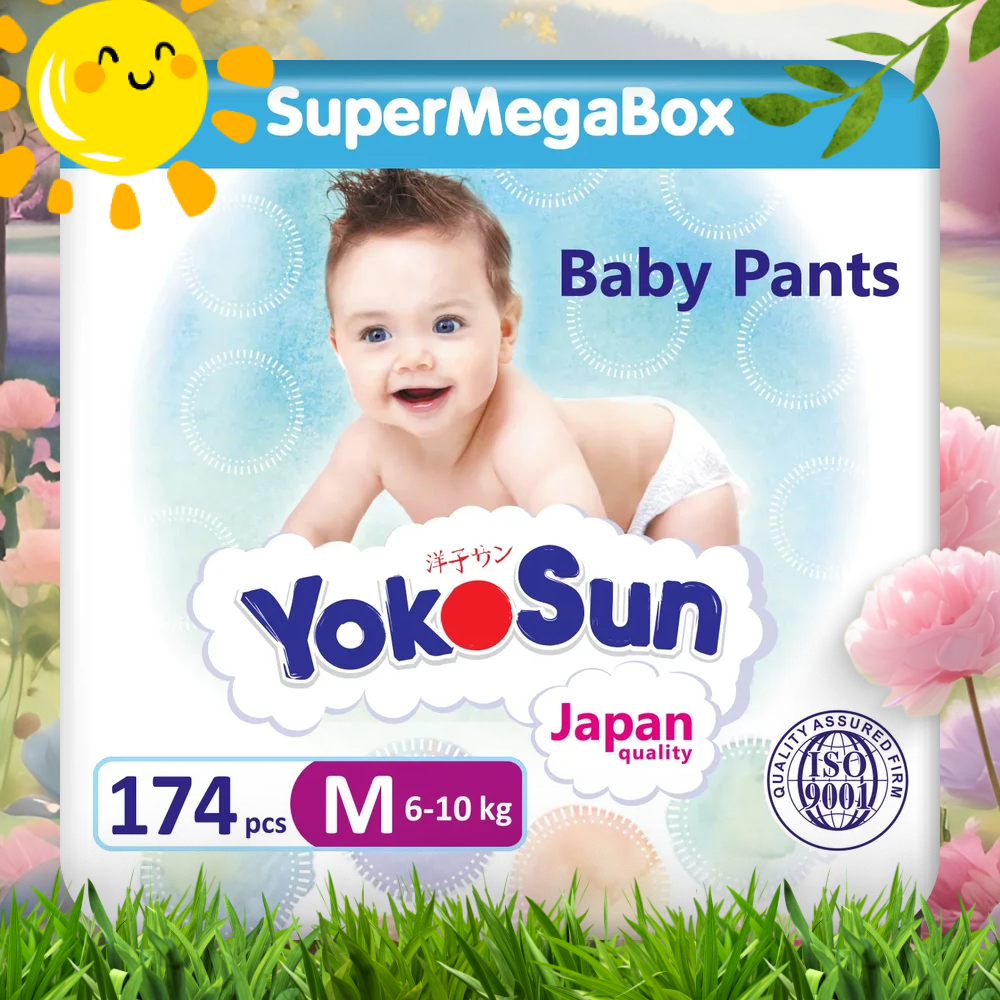 Подгузники-трусики YokoSun M (6-10 кг), 3х58 шт. подгузники трусики yokosun eco l 9 14 44 шт