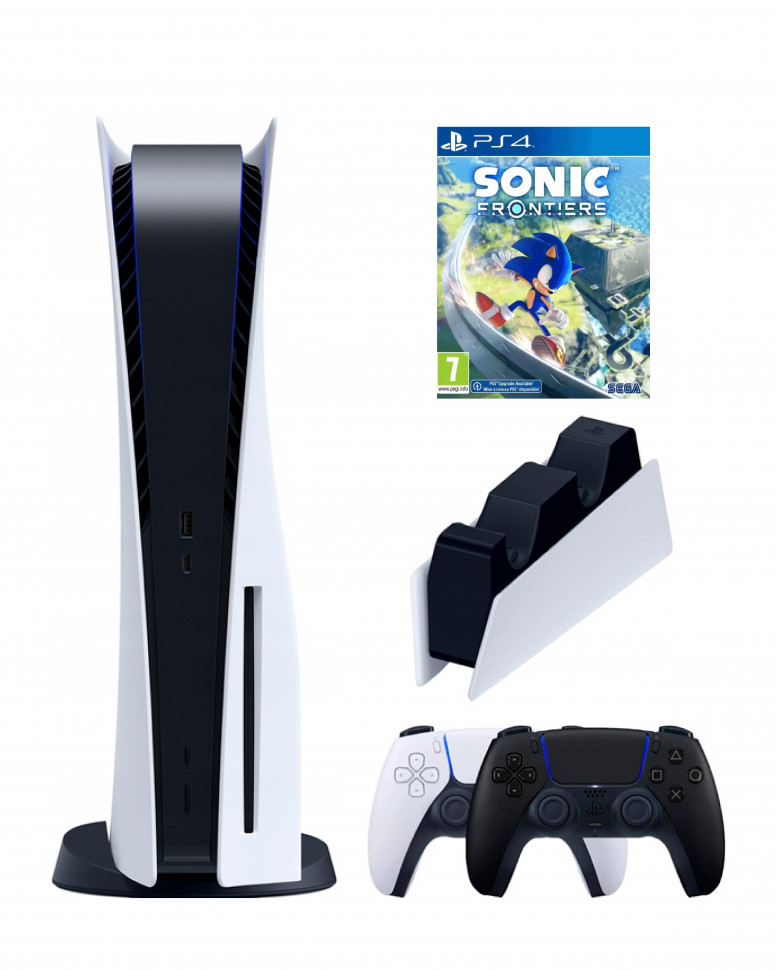

Игровая приставка Sony PlayStation 5 (3-ревизия)+2-й геймпад(черный)+зарядное+Sonic Fronti, Белый;черный