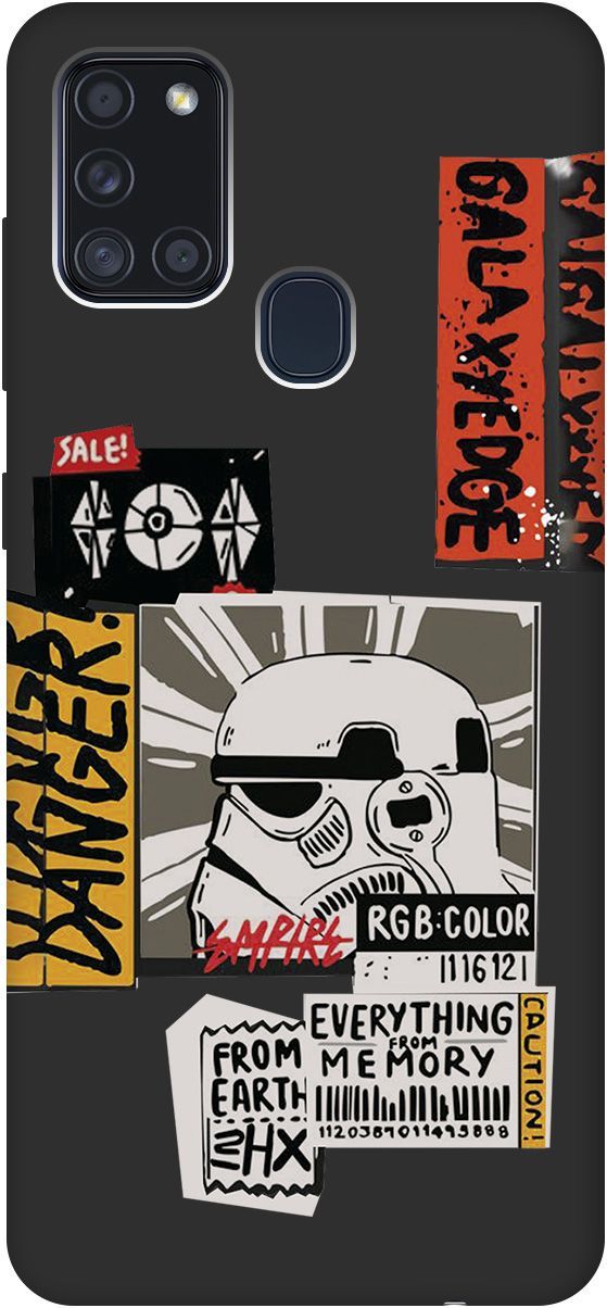 

Чехол на Samsung Galaxy A21s "Stormtrooper Stickers" черный, Черный;белый, 8409