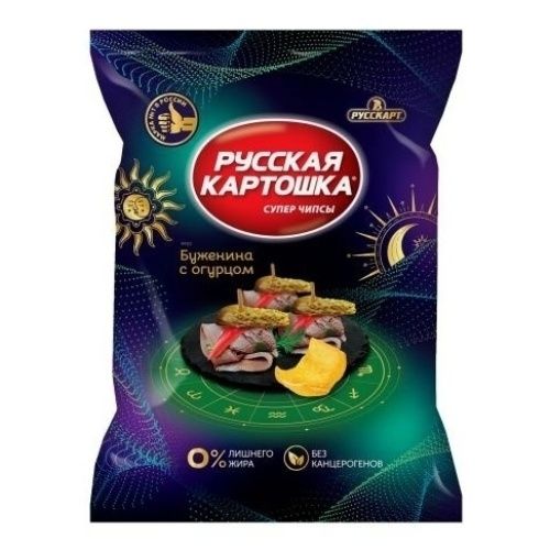 

Чипсы картофельные Русская картошка буженина-малосольный огурчик 105 г