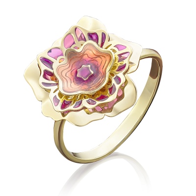 

Кольцо из желтого золота р.  PLATINA jewelry 01-5001-00-000-1130-48, эмаль, 01-5001-00-000-1130-48