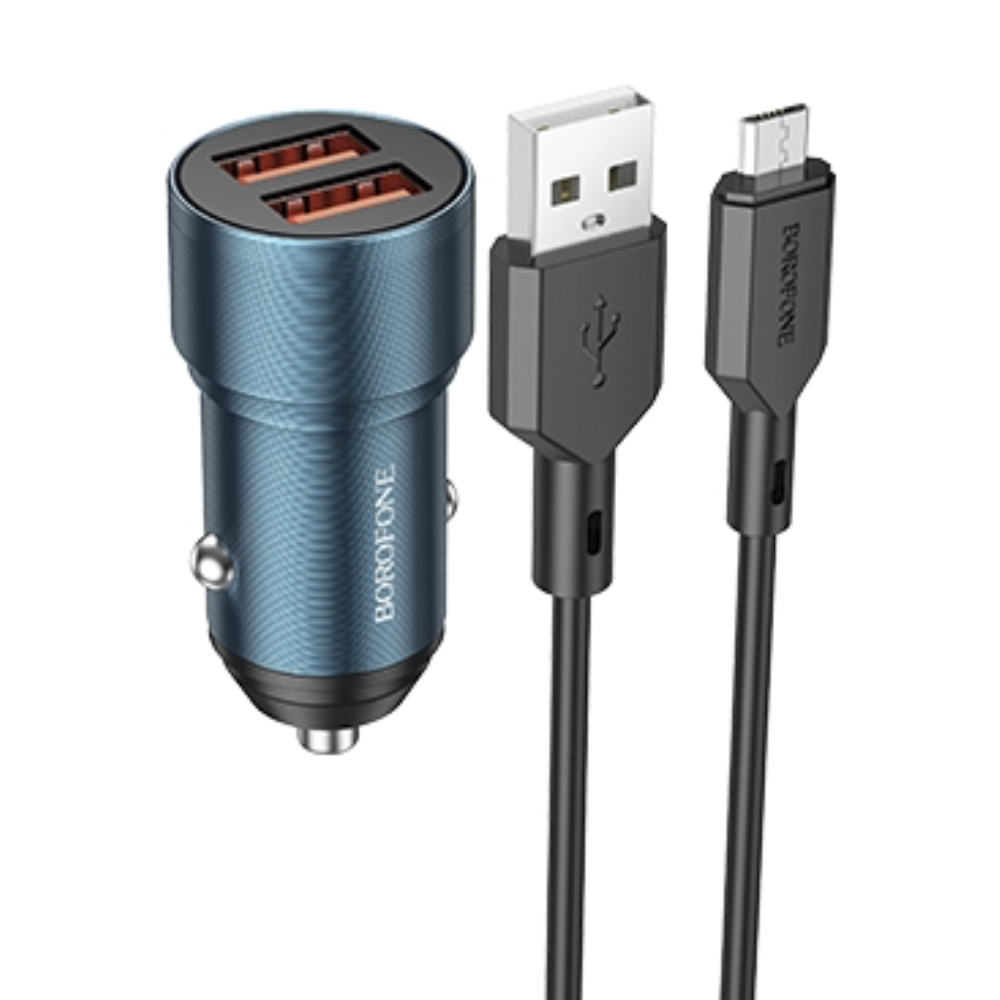 

Автомобильное зарядное устройство Borofone BZ19 2USB 2.4A W12 для micro USB Sapphire Blue, BZ19m