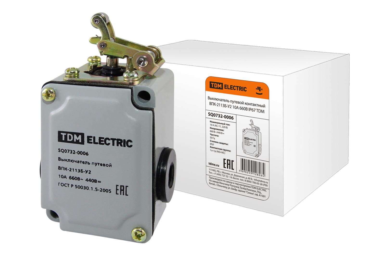 фото Выключатель путевой контактный впк-2113б-у2 10а 660в ip67 tdm sq0732-0006 tdm electric