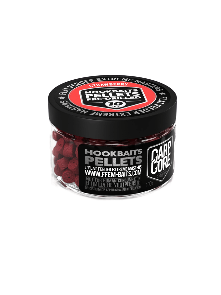 

Насадочный пеллетс FFEM Hookbaits Pellets Strawberry 10mm Клубника 100г, Красный