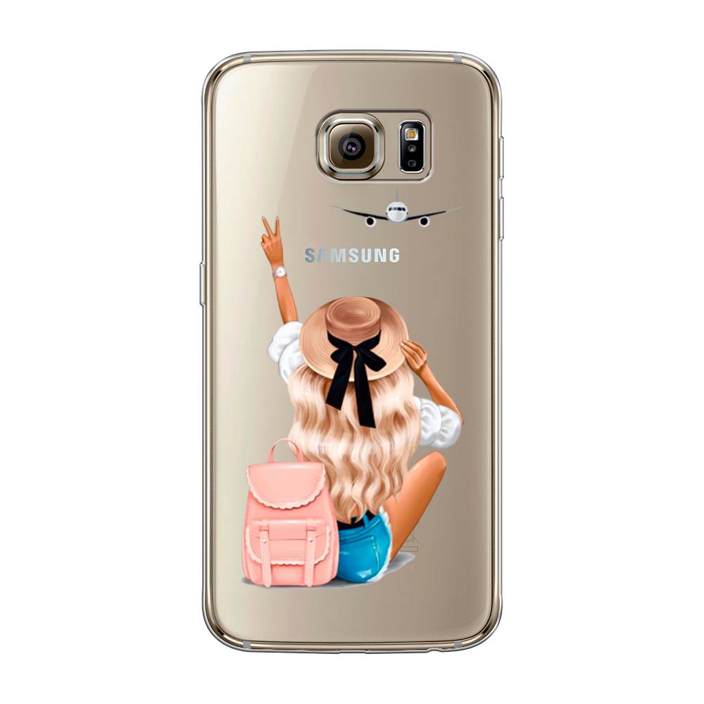 

Чехол Awog на Samsung Galaxy S6 "Автостопом самолетом", Бежевый;розовый;голубой, 24350-7