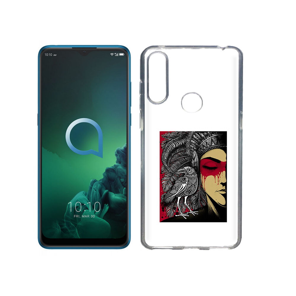 

Чехол MyPads Tocco для Alcatel 3X девушка с вороном в абстракции (PT227136.670.311), Прозрачный, Tocco