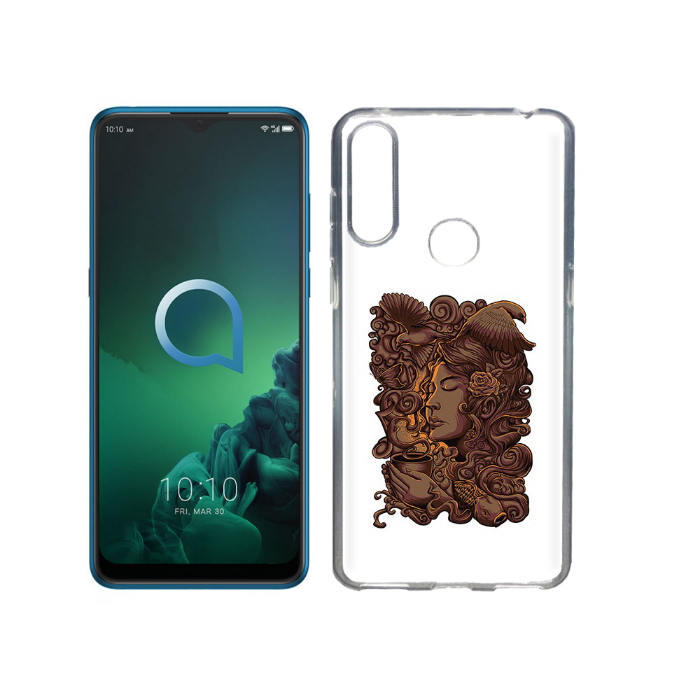 

Чехол MyPads Tocco для Alcatel 3X девушка с длинными волосами абстракция, Прозрачный, Tocco