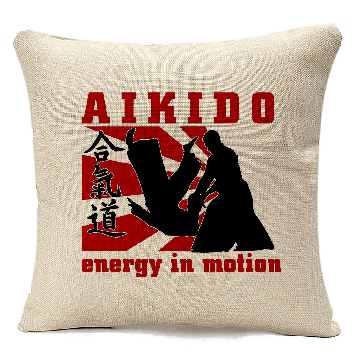 

Подушка бежевая CoolPodarok Aikido energy in motion (Энергия айкидо в движении), Бежевый