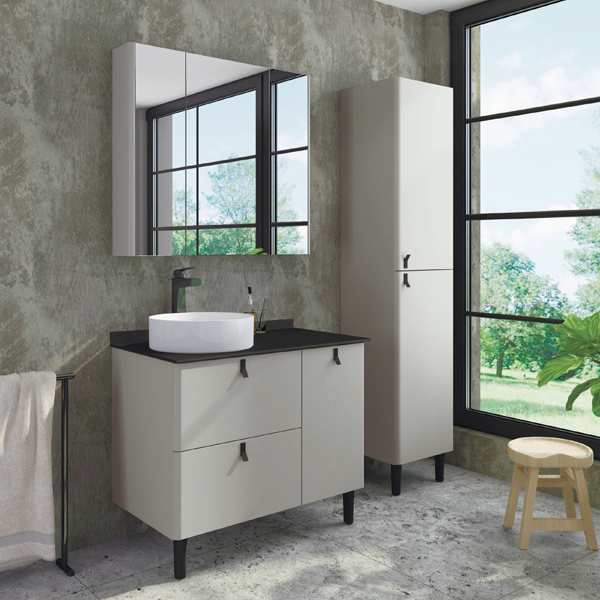 

Тумба-умывальник Comforty Сорренто-90Н с раковиной, Серый, Сорренто 90