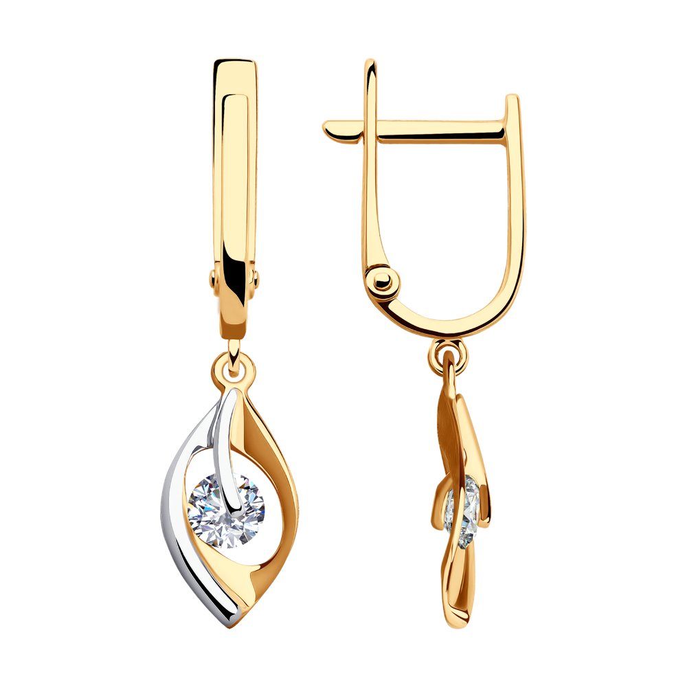 

Серьги подвески из красного золота SOKOLOV 029589, фианит, 029589