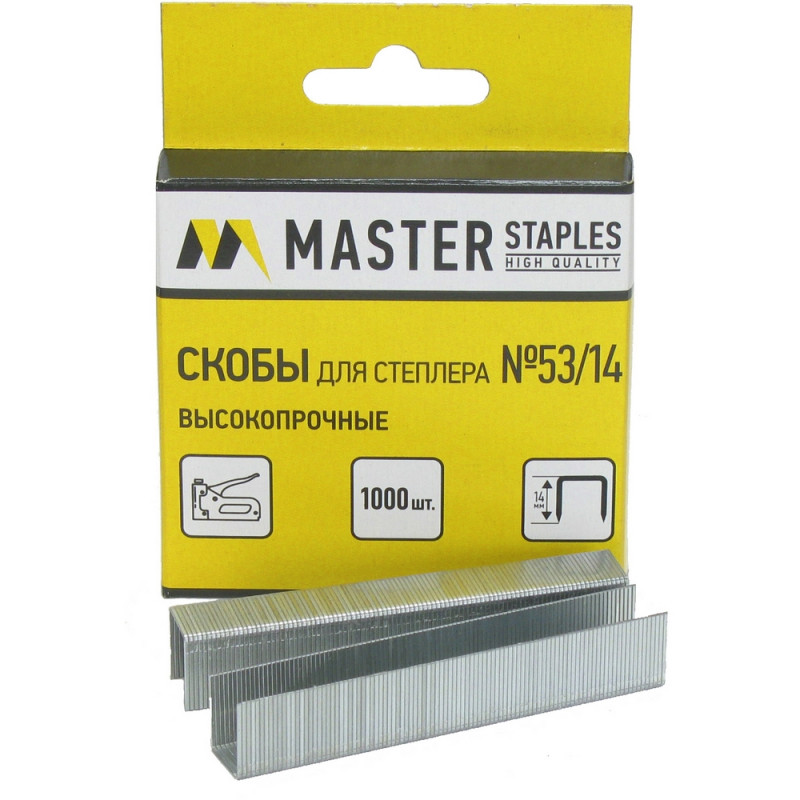 Скобы для степлера тип 53 14мм 1000шт (СМ53-14Б) Master 759280