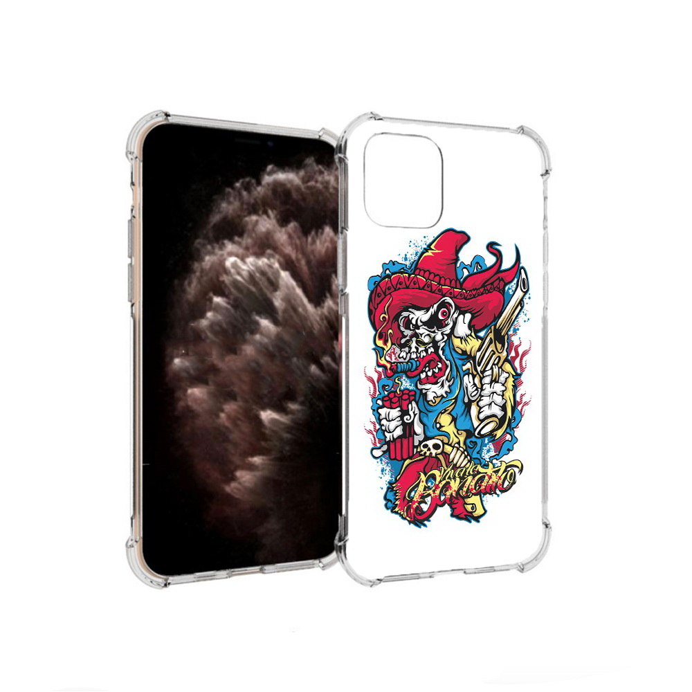 

Чехол MyPads Tocco для Apple iPhone 11 Pro нарисованный скелет с писталетом, Прозрачный, Tocco