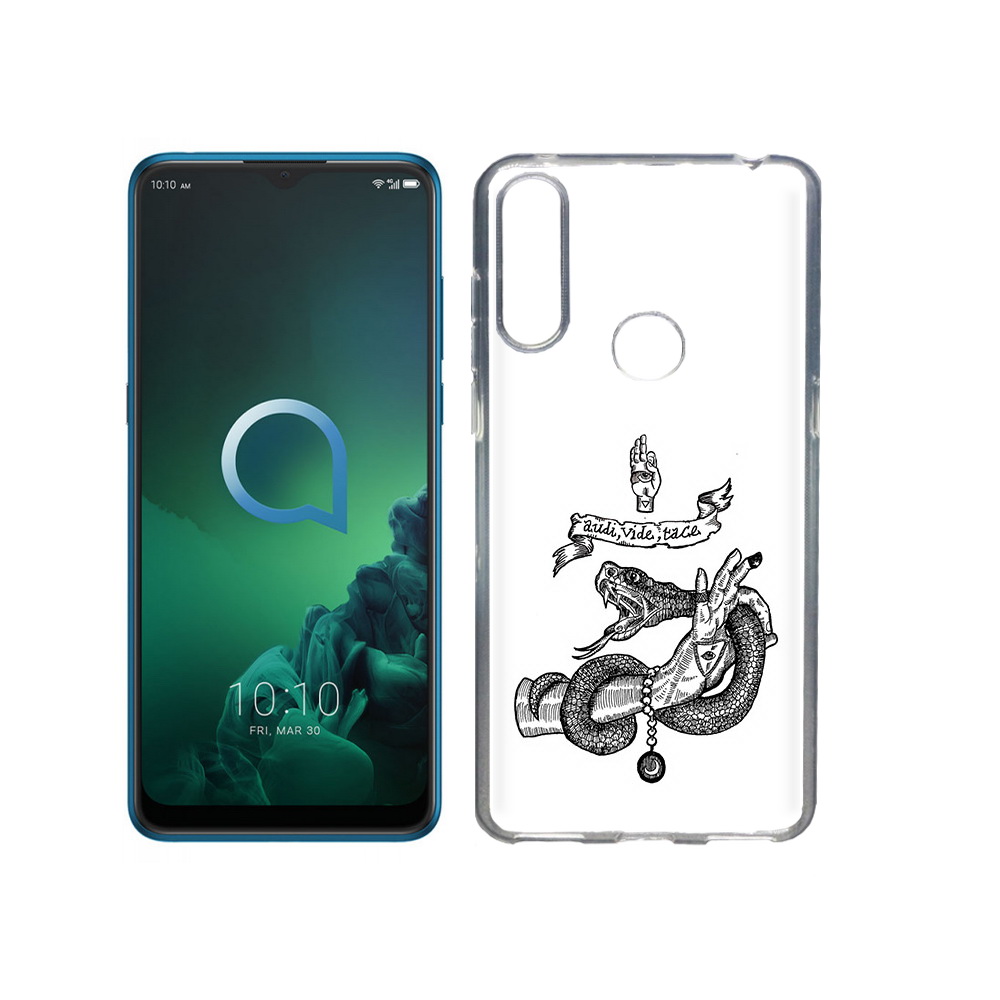 

Чехол MyPads Tocco для Alcatel 3X змея на руке рисунок (PT227136.670.366), Прозрачный, Tocco