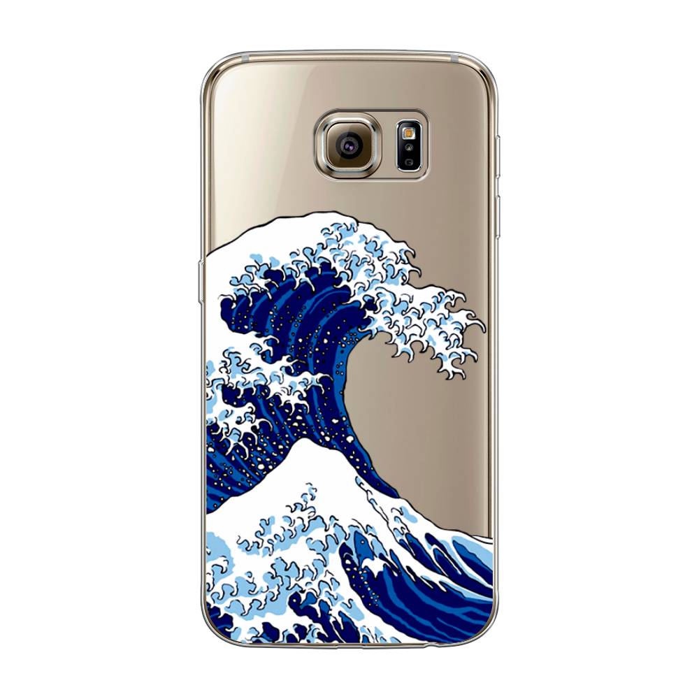 

Чехол Awog на Samsung Galaxy S6 "Волна в Канагаве", Синий;белый, 24350-4